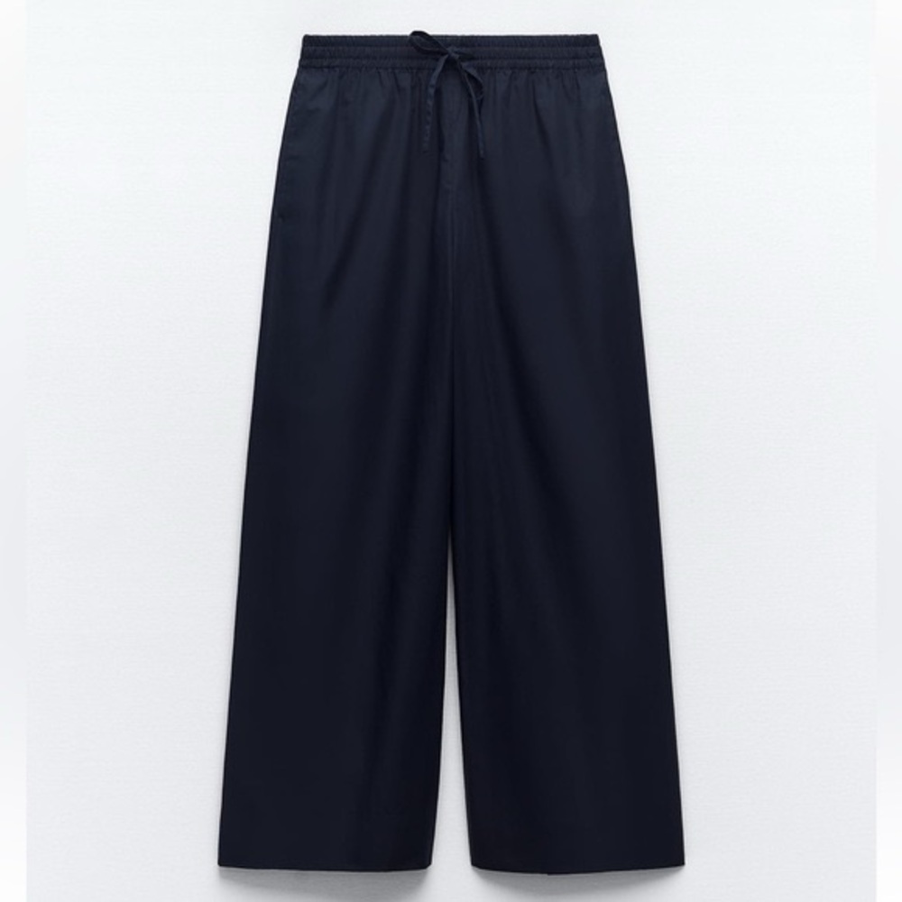 WIDE LEG POPLIN PANTS - Picture 5 of 8